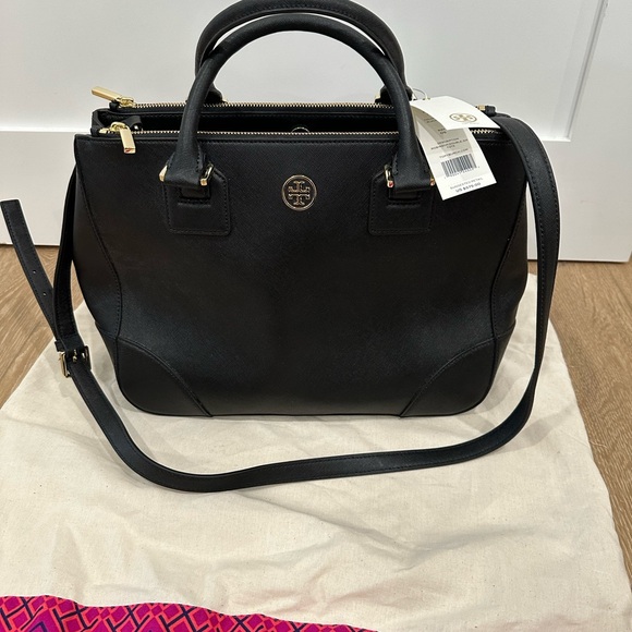 Tory Burch Robinson Double Zipped Bag in Black - Picture 2 of 4